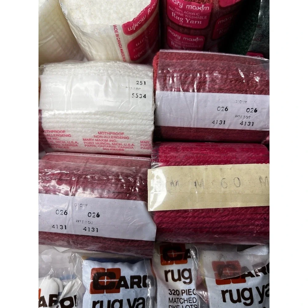 Mary Maxim Caron Pre-Cut Latch Hook Rug Yarn Large Bulk Lot Vintage Acrylic